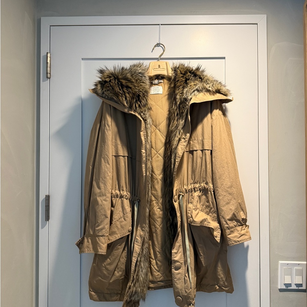 Stella McCartney faux fur lining hooded winter parka coat size IT40 - Picture 6 of 15